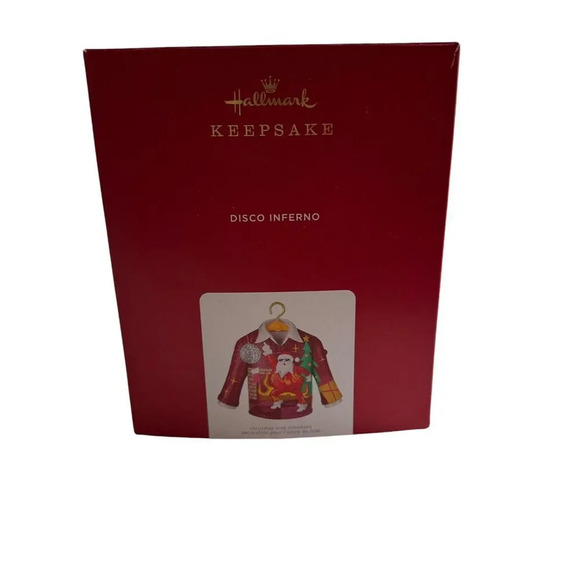 Hallmark Ornament 2021 Disco Inferno Santa Crazy Christmas Sweater, Musical - Picture 1 of 7